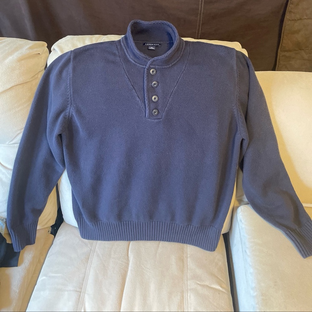 Lands end men’s ribbed sweater size XL 46-48 navy blue